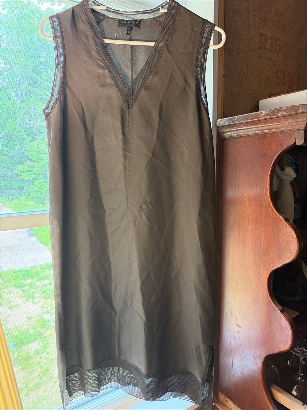 rag & bone Olive or Steel Sheer-Trim dress XS